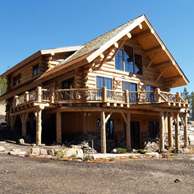 Log Home Balcony, Big Sky MT